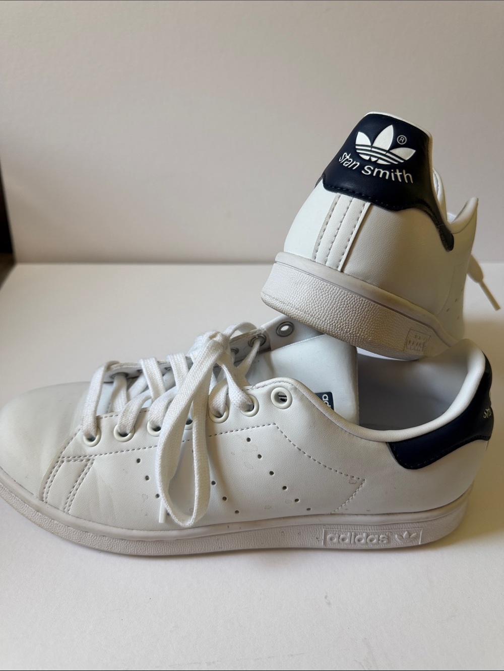 adidas Stan smith White Sneakers with Black heels size 7.5